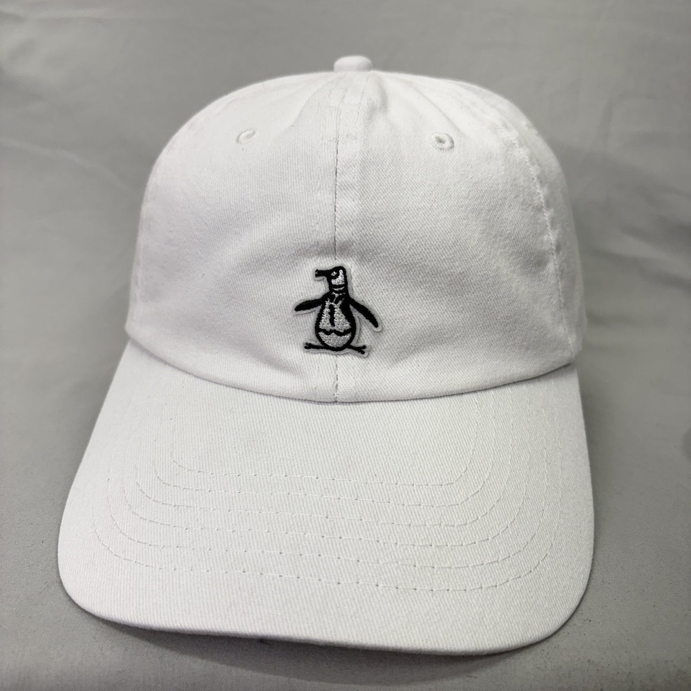 Original Penguin Hat Baseball Cap Mens OSFM White Embroidered Logo Distressed